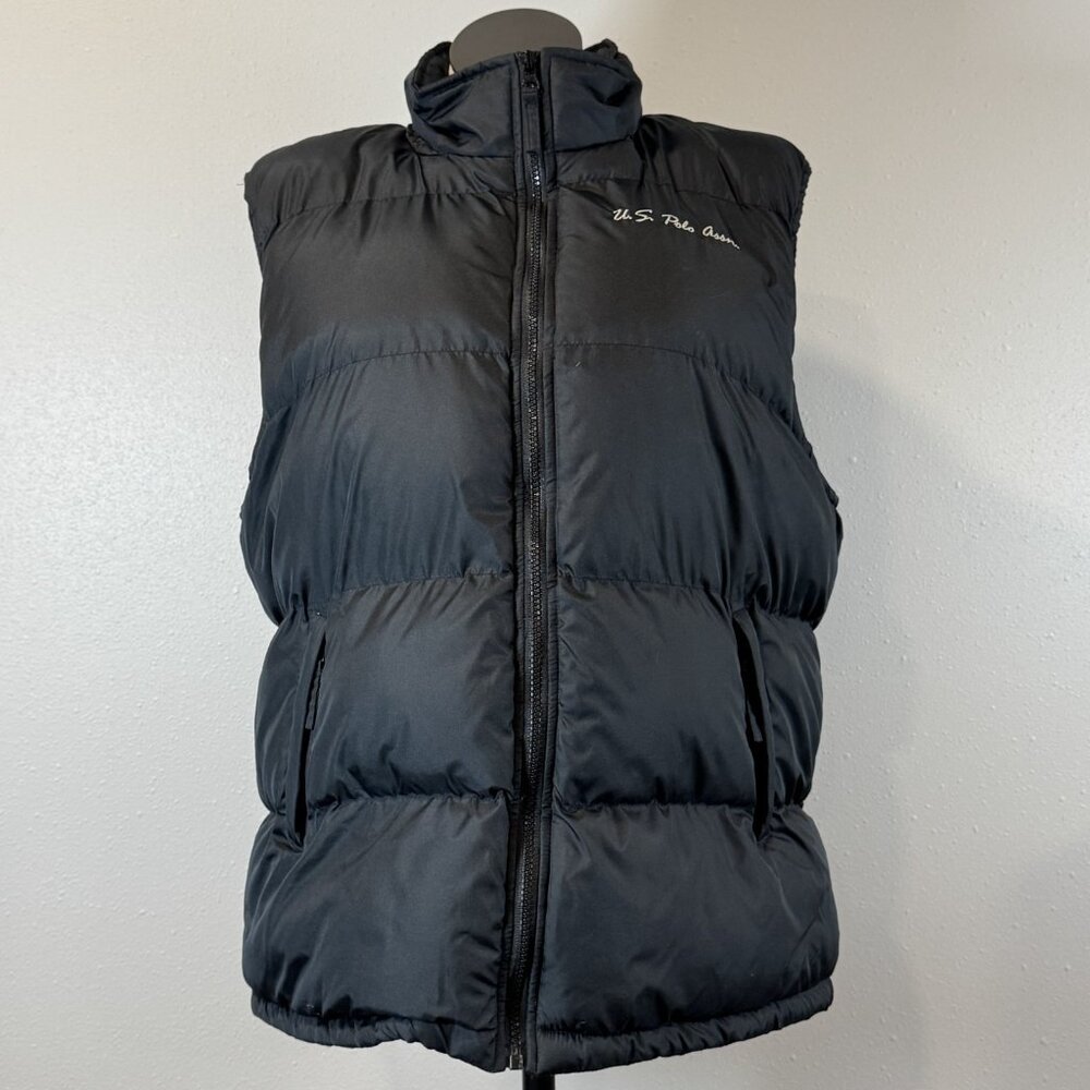 US Polo Assn Mens 2X Black Puffer Vest Hooded Full Zip Outdoor Warm Activewear - Picture 16 of 16